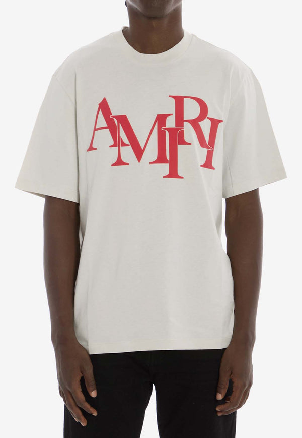 Amiri Staggered Logo T-shirt Cream AMJYTE1078--BIRCH