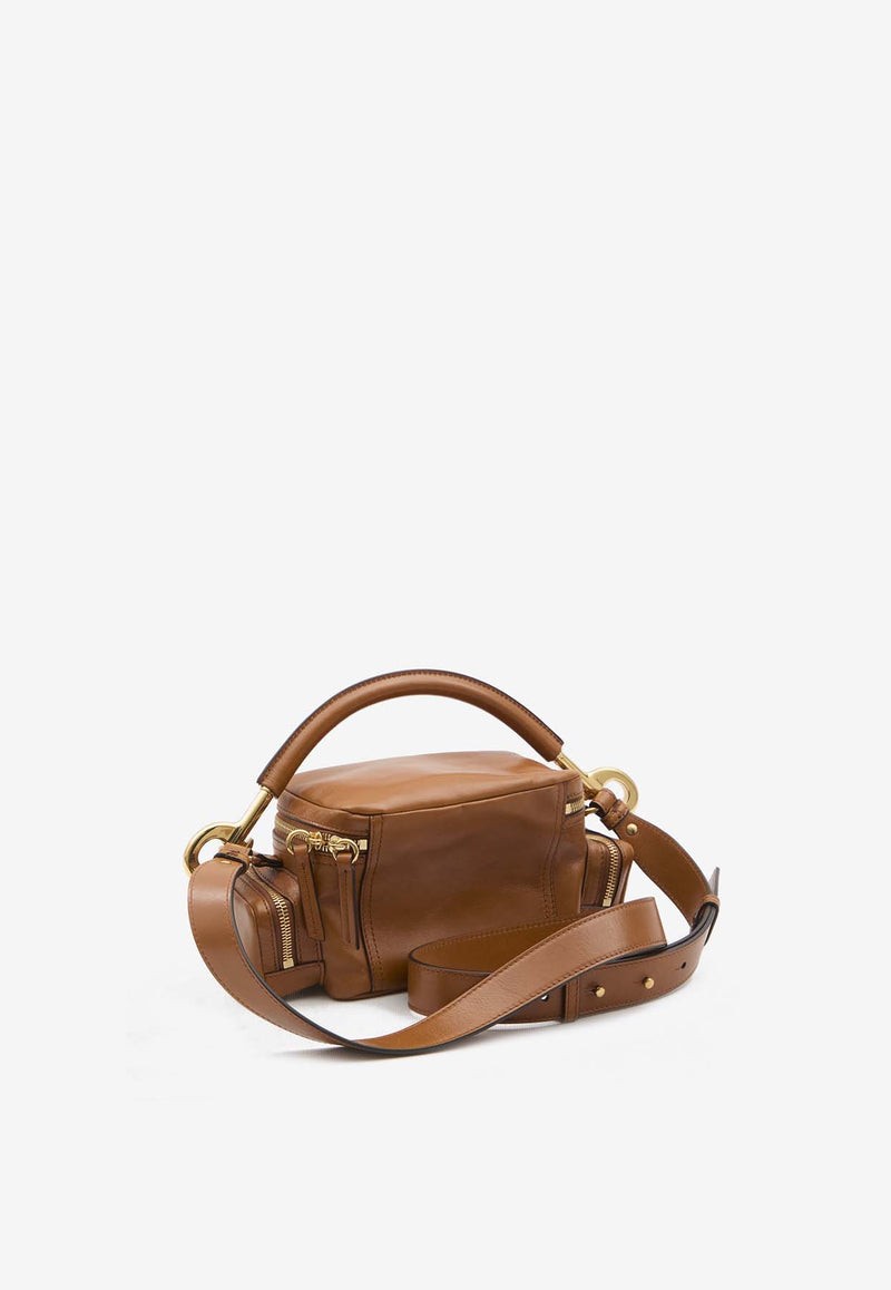 Chloé Small Shiny Leather Camera Bag Brown CHC24AS534-N83-26M