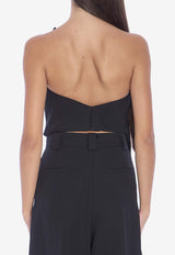 Alexander Wang Asymmetric Strapless Wool Top Black 1WC4241960--001