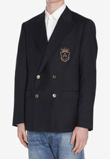 Dolce & Gabbana Logo Patch Double-Breasted Blazer Blue G2TJ8Z-FUBFA-B4902