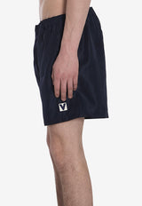 Valentino Chez Logo Patch Swim Shorts Blue 6V3UHA28-6FN-B01