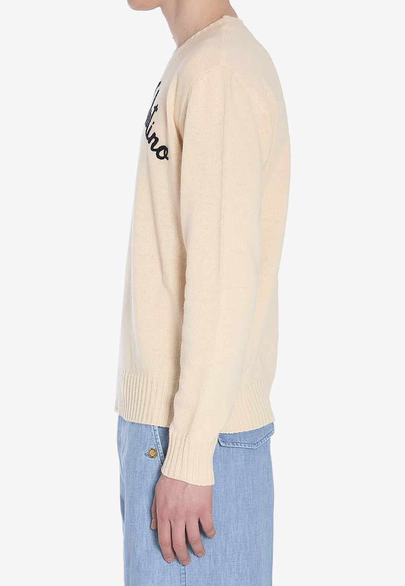Valentino Chez Logo Wool Knit Sweater Cream 6V3KC33L-AR8-581