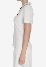 Moncler Logo Patch V-neck Polo T-shirt White 8A00004-899TW-034