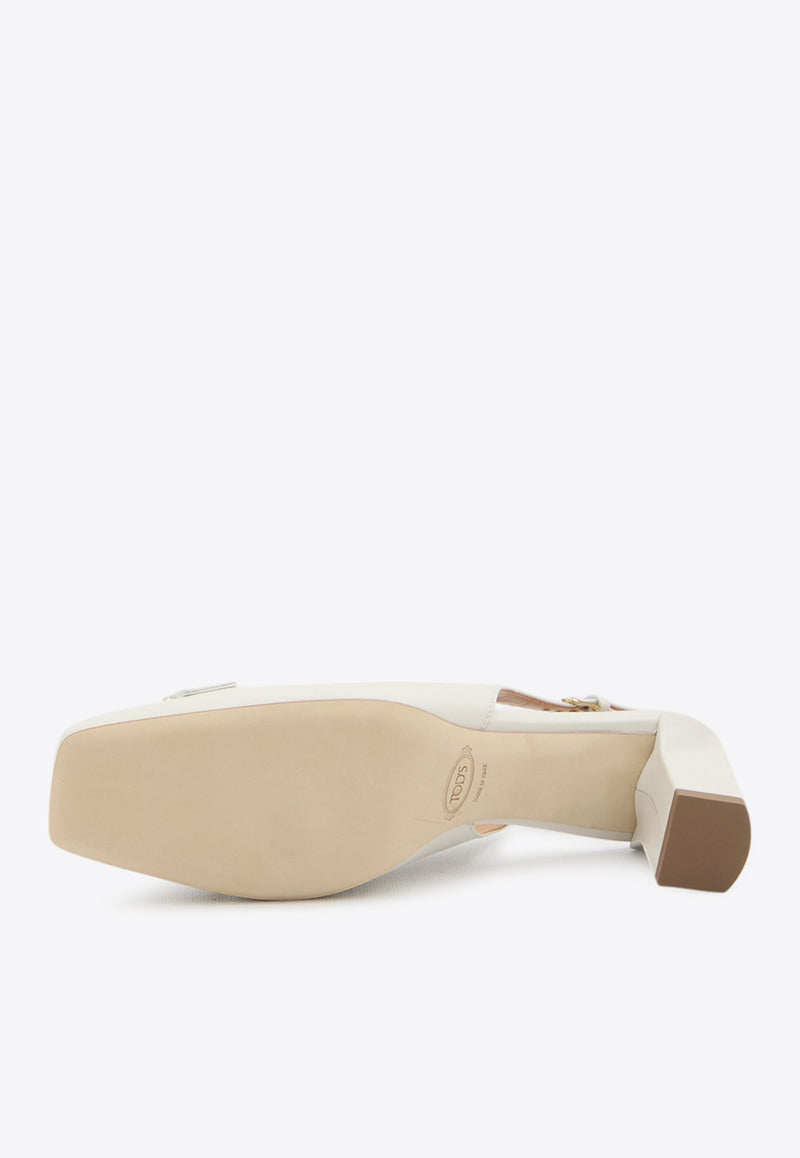 Tod's 50 Leather Slingback Pumps White XXW63L0JE10-SMX-B015