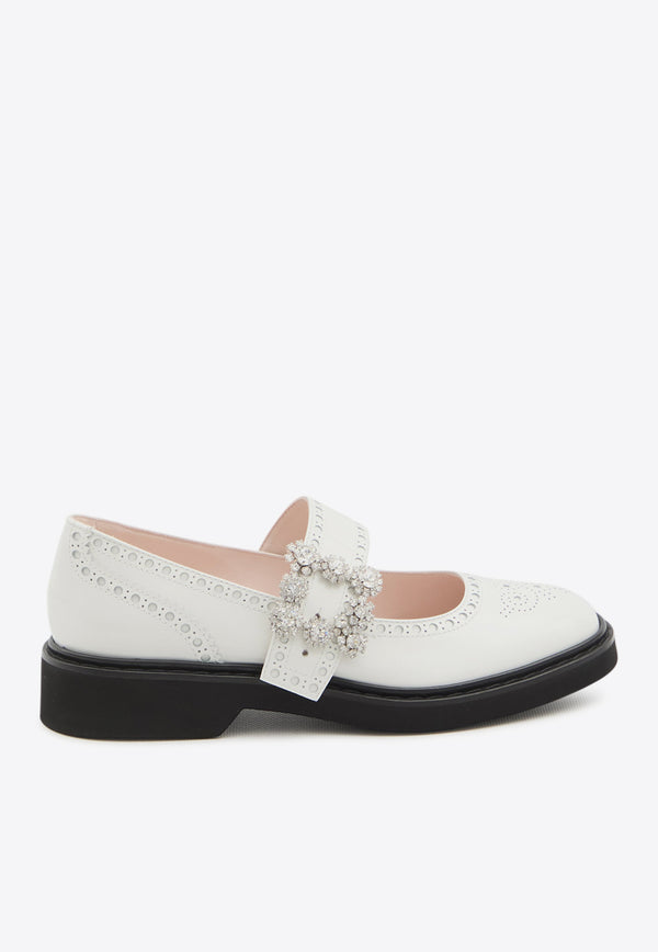 Roger Vivier Viv' Rangers Mary-Jane Ballet Flats White RVW54840990-MRK-B001