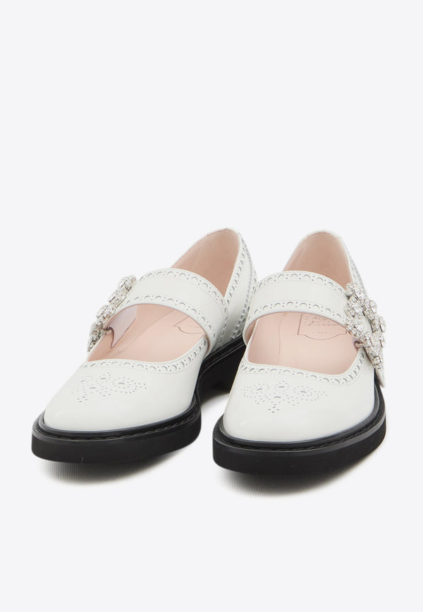 Roger Vivier Viv' Rangers Mary-Jane Ballet Flats White RVW54840990-MRK-B001