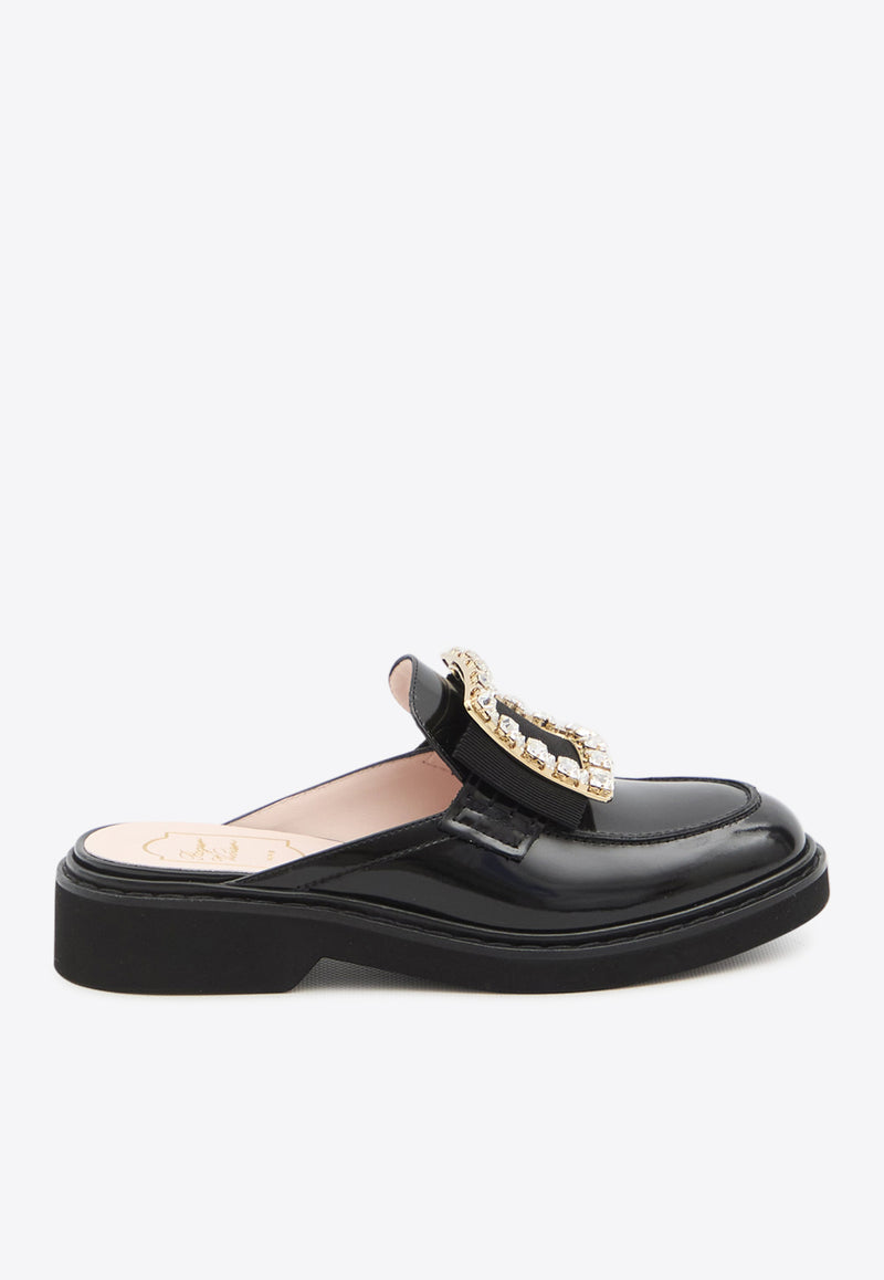 Roger Vivier Viv' Rangers Leather Flat Mules Black RVW54840960-MRK-B999