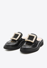Roger Vivier Viv' Rangers Leather Flat Mules Black RVW54840960-MRK-B999