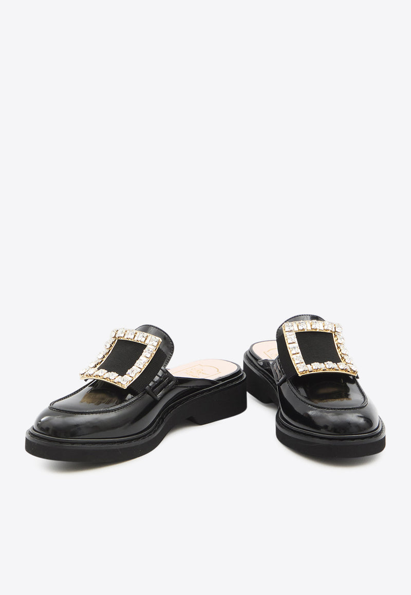 Roger Vivier Viv' Rangers Leather Flat Mules Black RVW54840960-MRK-B999