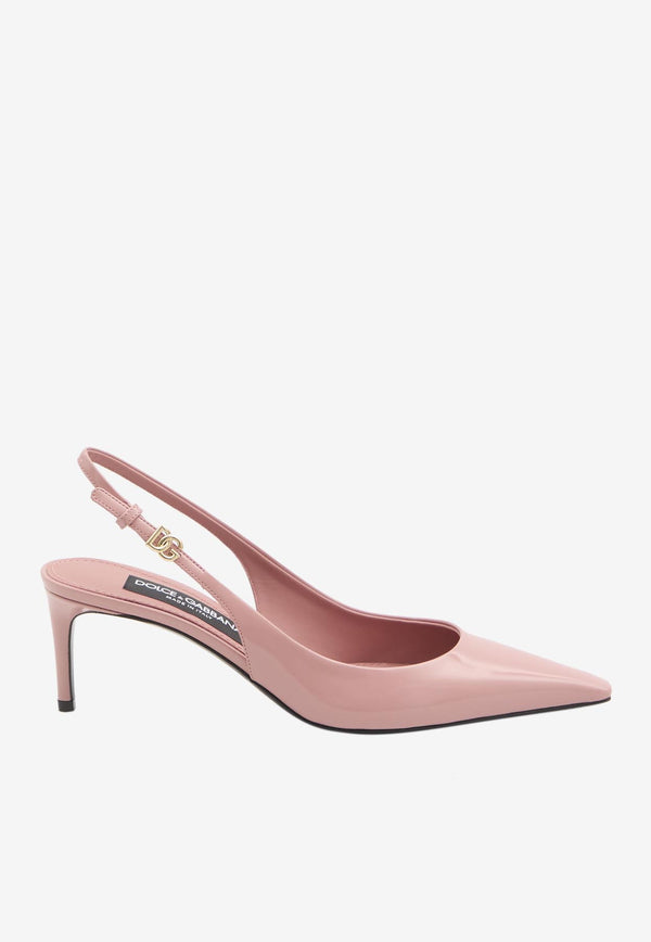 Dolce & Gabbana Mun 90 Polished Leather Slingback Pumps Pink CG0805-A1037-80405