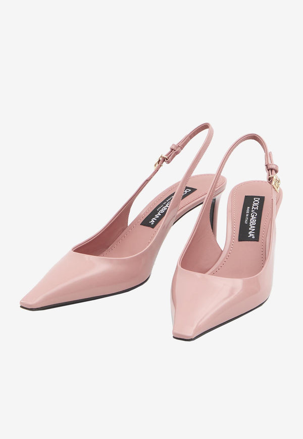 Dolce & Gabbana Mun 90 Polished Leather Slingback Pumps Pink CG0805-A1037-80405