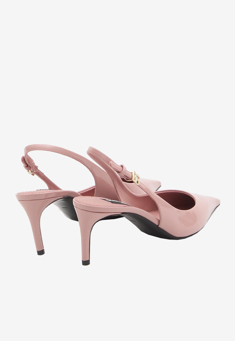 Dolce & Gabbana Mun 90 Polished Leather Slingback Pumps Pink CG0805-A1037-80405