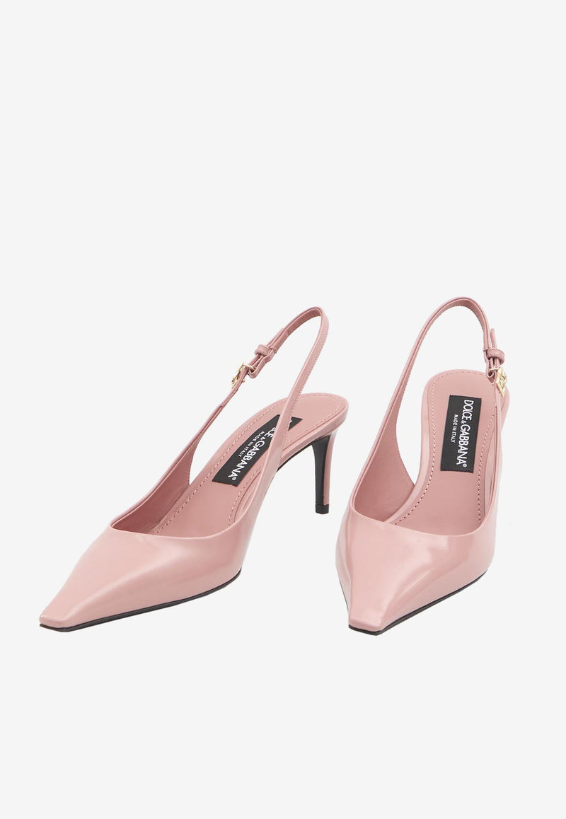 Dolce & Gabbana Mun 90 Polished Leather Slingback Pumps Pink CG0805-A1037-80405