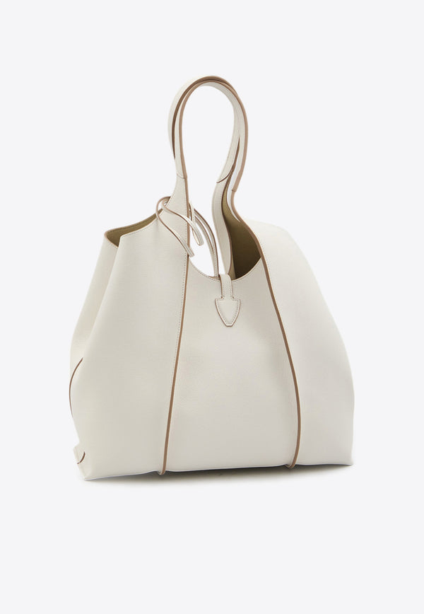 Tod's Medium T Timeless Grained Leather Tote Bag White XBWTSBA0300-Q8E-B015