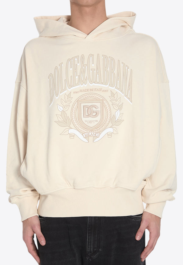 Dolce & Gabbana Logo Embroidered Hooded Sweatshirt Cream G9BJGZ-G7O2J-A4567