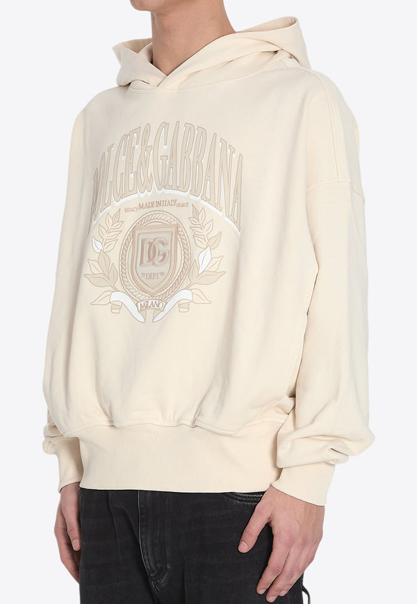 Dolce & Gabbana Logo Embroidered Hooded Sweatshirt Cream G9BJGZ-G7O2J-A4567