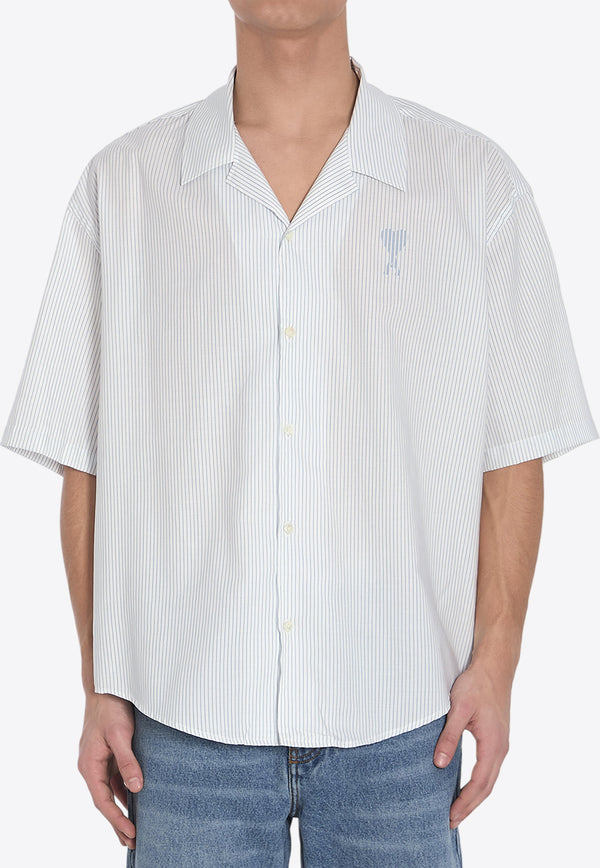 AMI PARIS Striped Short-Sleeved Shirt White HSH292-C00113-1041