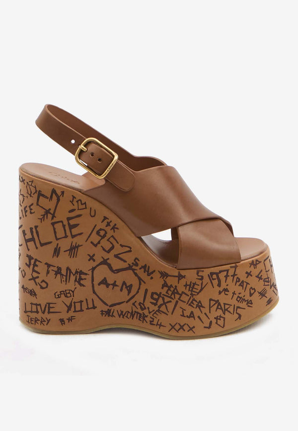 Chloé Maxime 130 Leather Wedge Sandals Brown CHC24A02YLU--27T