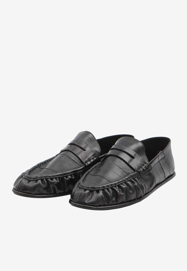 Saint Laurent Logo Plaque Leather Loafers Black 818401-0WXAC-1000