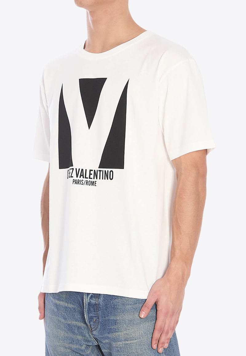 Valentino Chez Logo Print T-shirt White 6V3MG16P-AQ9-A03