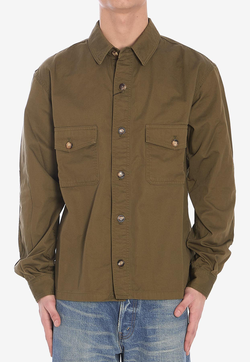 Saint Laurent Long-Sleeved Button-Up Overshirt Green 816396-Y03JC-3007