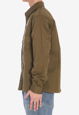 Saint Laurent Long-Sleeved Button-Up Overshirt Green 816396-Y03JC-3007