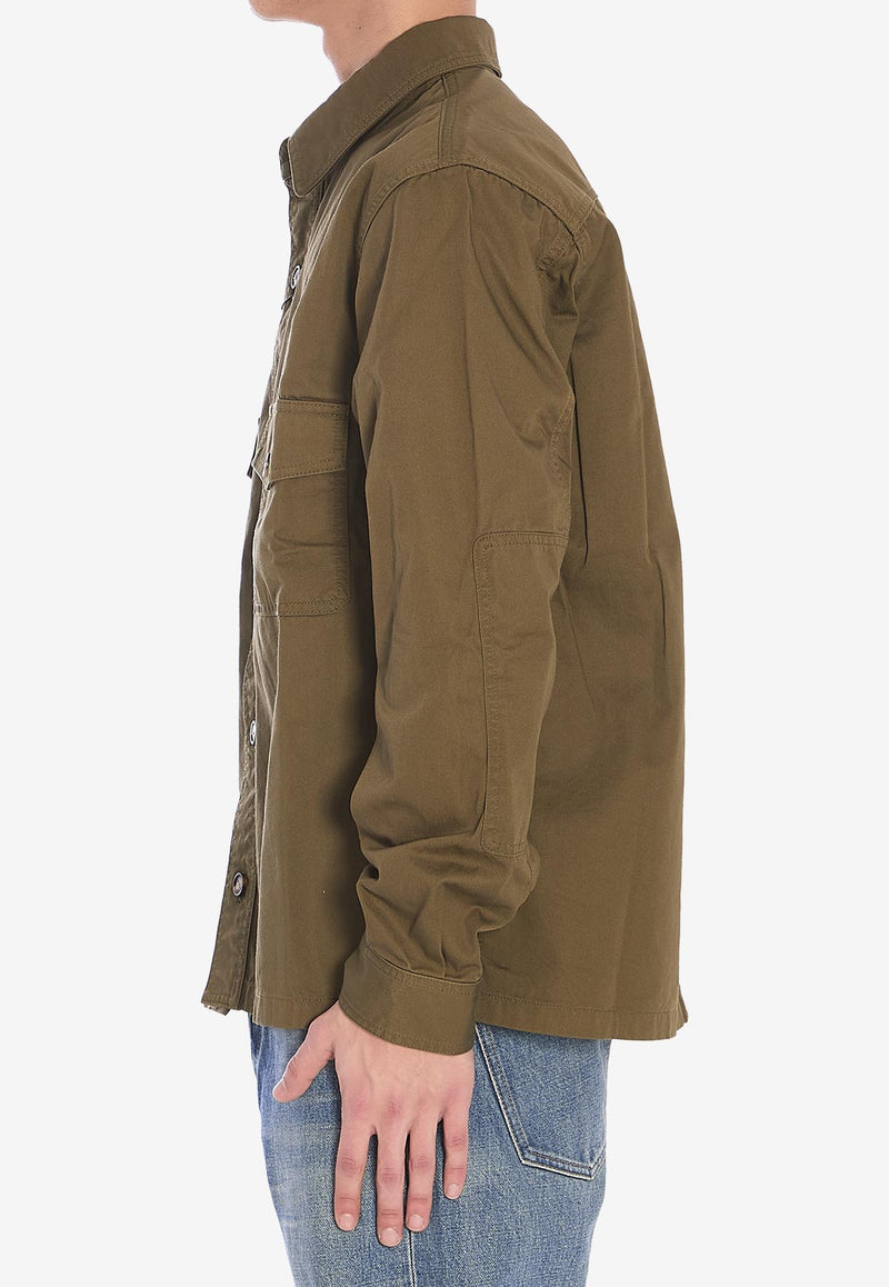 Saint Laurent Long-Sleeved Button-Up Overshirt Green 816396-Y03JC-3007