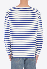 Valentino Chez Logo Long-Sleeved Stripe T-shirt Blue 6V3MG16R-APV-RGY