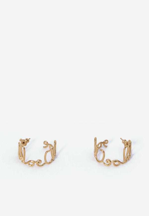 Chloé Signature Cursive Hoop Earrings Gold CHC24WFE04CB7--9DC