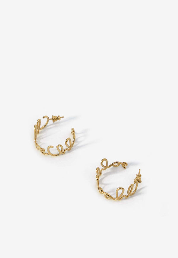 Chloé Signature Cursive Hoop Earrings Gold CHC24WFE04CB7--9DC