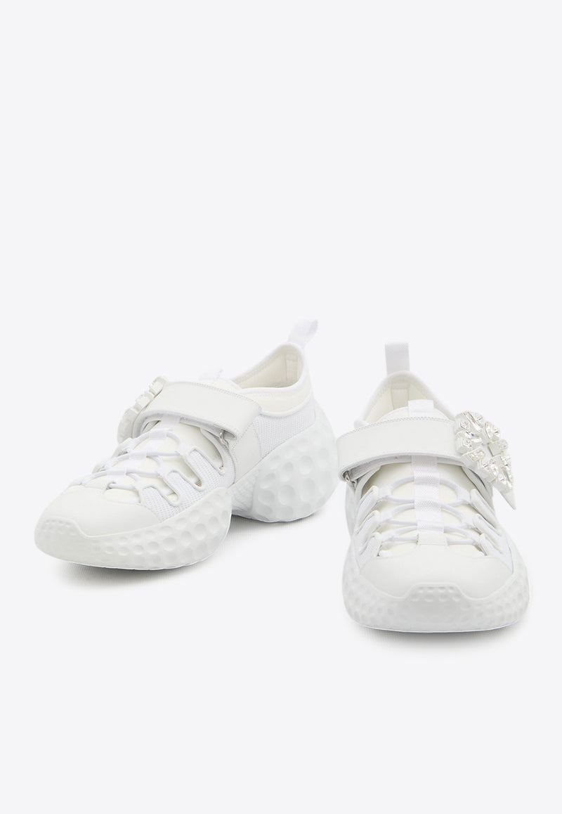 Roger Vivier Viv' Run Crystal Embellished Buckle Sneakers White RVW63738940-TU4-B001