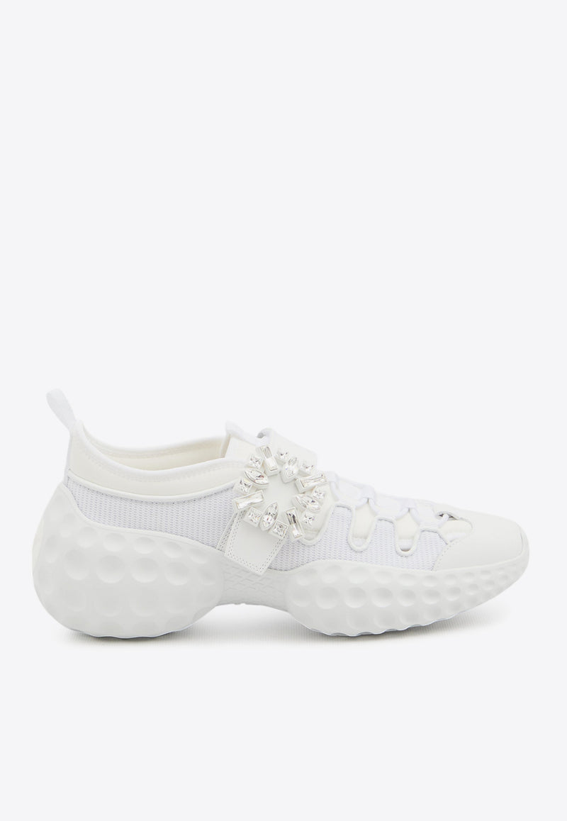 Roger Vivier Viv' Run Crystal Embellished Buckle Sneakers White RVW63738940-TU4-B001