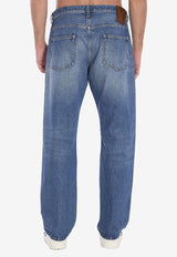 Valentino Logo Patch Straight Faded Jeans Light Blue 6V3DE04C-AA6-558