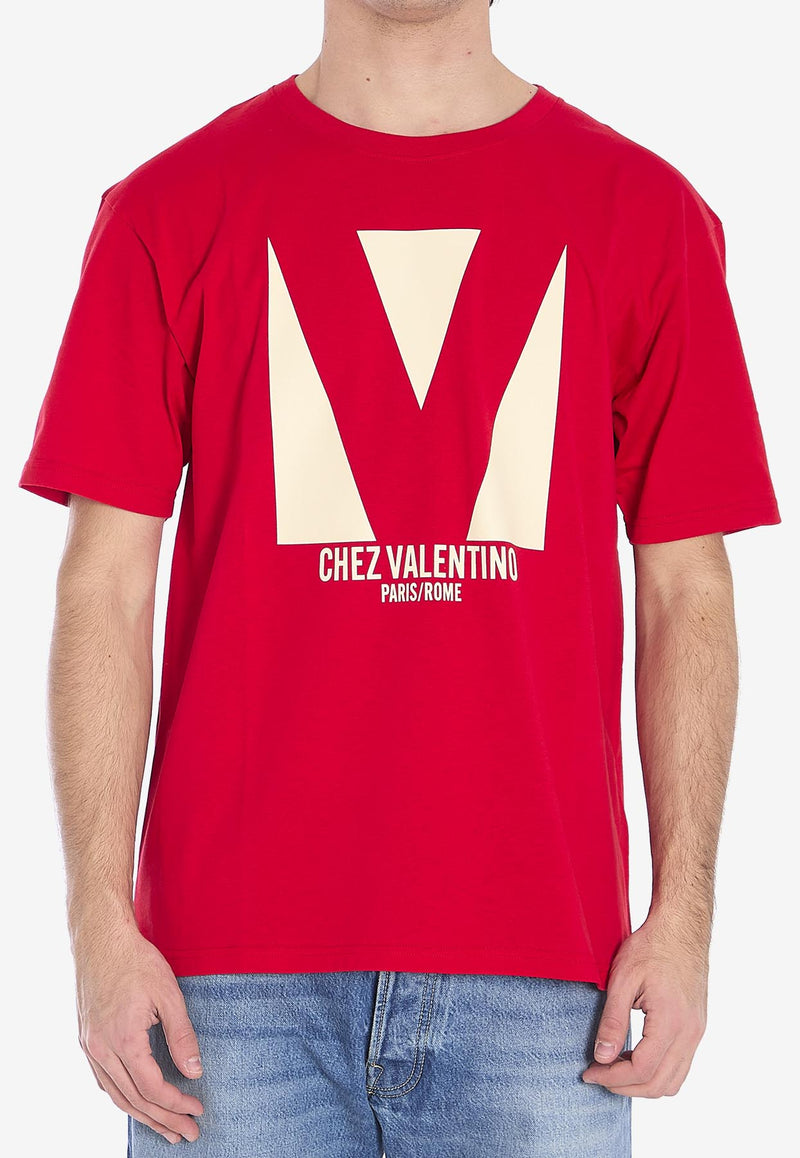 Valentino Chez Logo Print T-shirt Red 6V3MG16P-AQ9-157