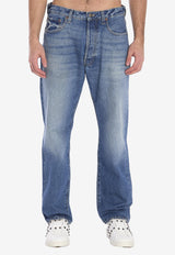 Valentino Logo Patch Straight Faded Jeans Light Blue 6V3DE04C-AA6-558