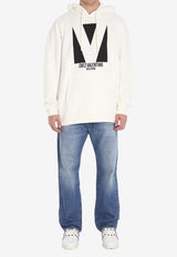 Valentino Chez Logo Print Hooded Sweatshirt Cream 6V3MF28N-AQA-A03