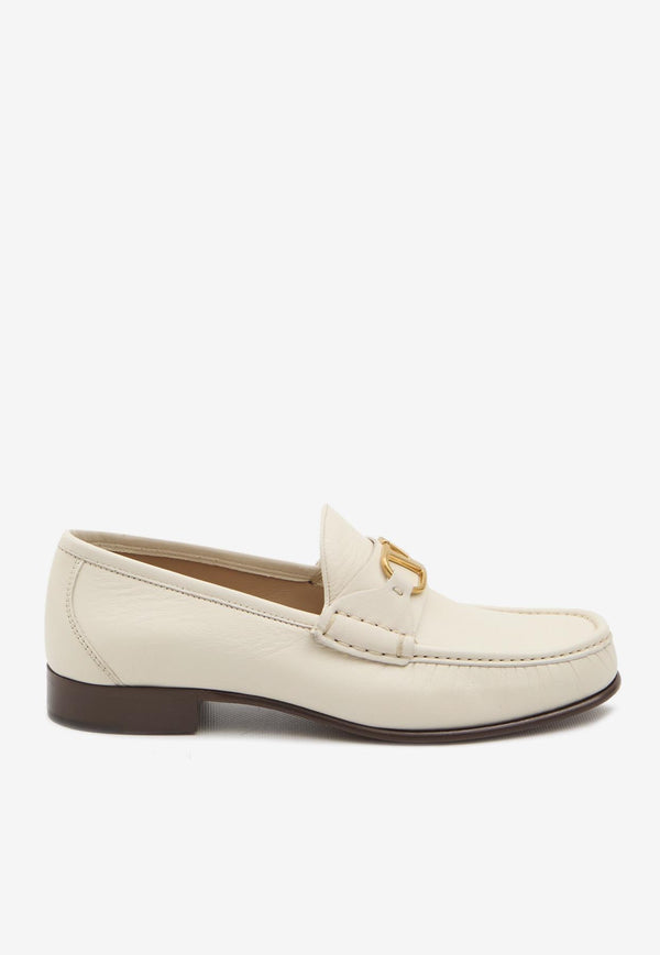 Valentino VLogo Signature Leather Loafers Cream 6Y2S0J68-VMH-098