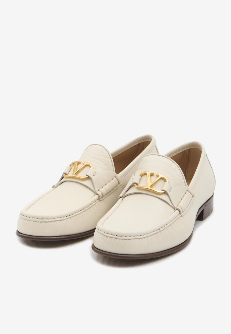 Valentino VLogo Signature Leather Loafers Cream 6Y2S0J68-VMH-098