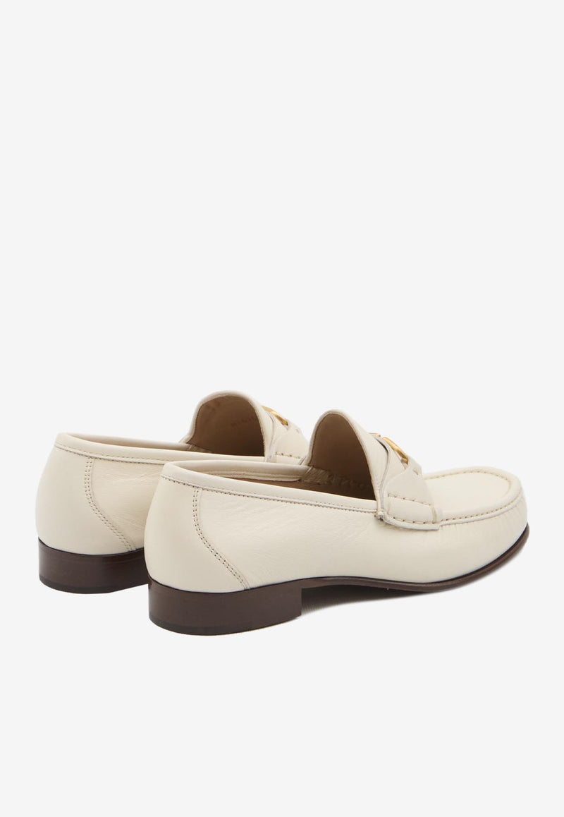 Valentino VLogo Signature Leather Loafers Cream 6Y2S0J68-VMH-098