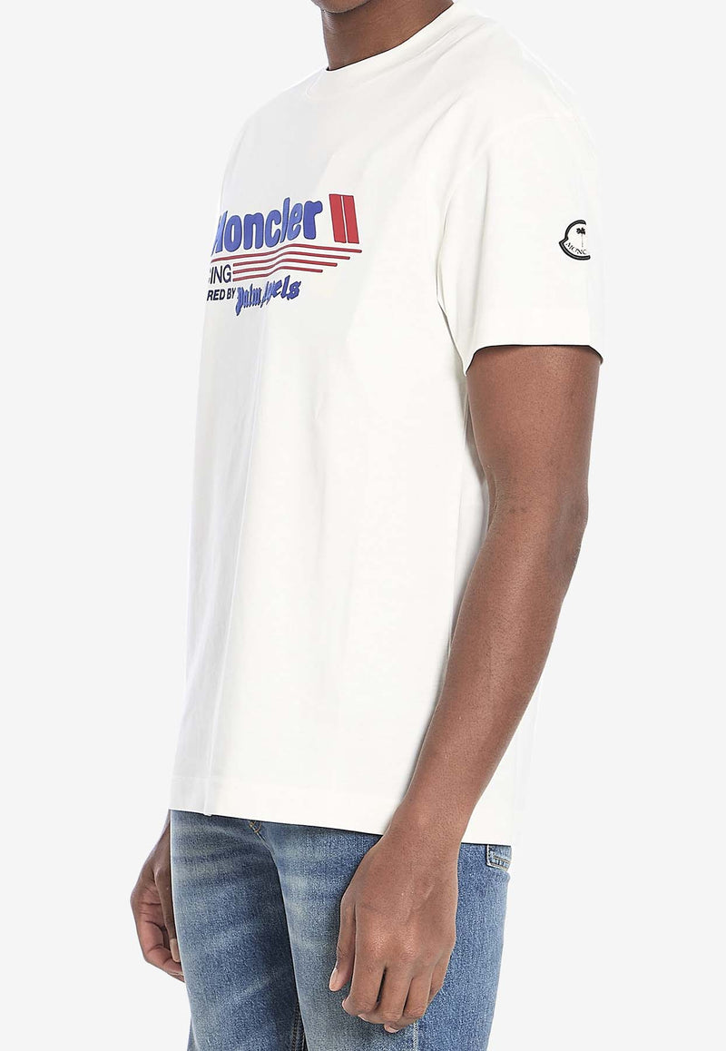 Moncler X Palm Angels Racing Logo Crewneck T-shirt White 8C0003-89AKK-031