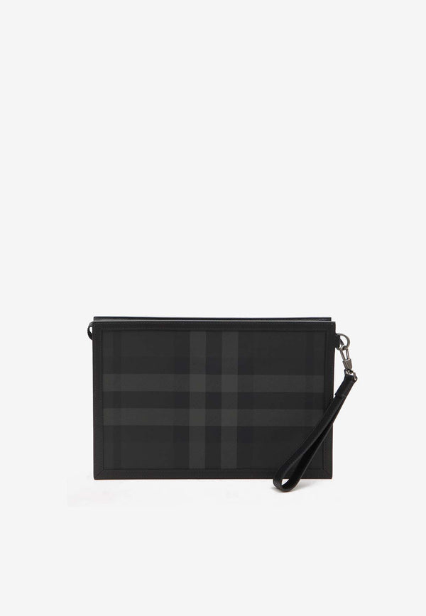 Burberry Signature Check Zip-Up Pouch Bag Black 8070205--A1208