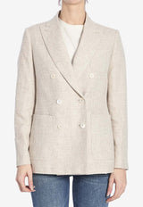 Max Mara Targa Double-Breasted Linen Blazer Beige 2511041181600-10318-001