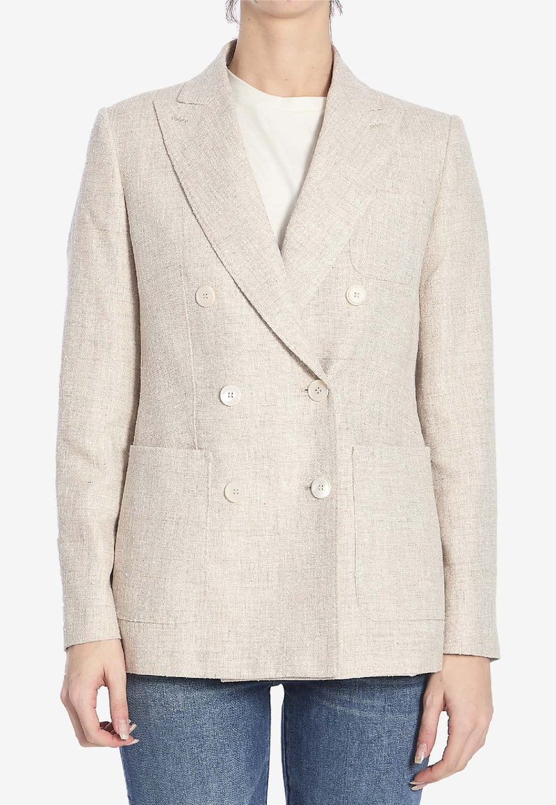Max Mara Targa Double-Breasted Linen Blazer Beige 2511041181600-10318-001