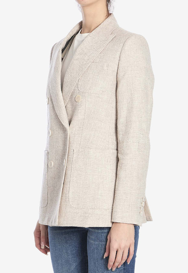 Max Mara Targa Double-Breasted Linen Blazer Beige 2511041181600-10318-001