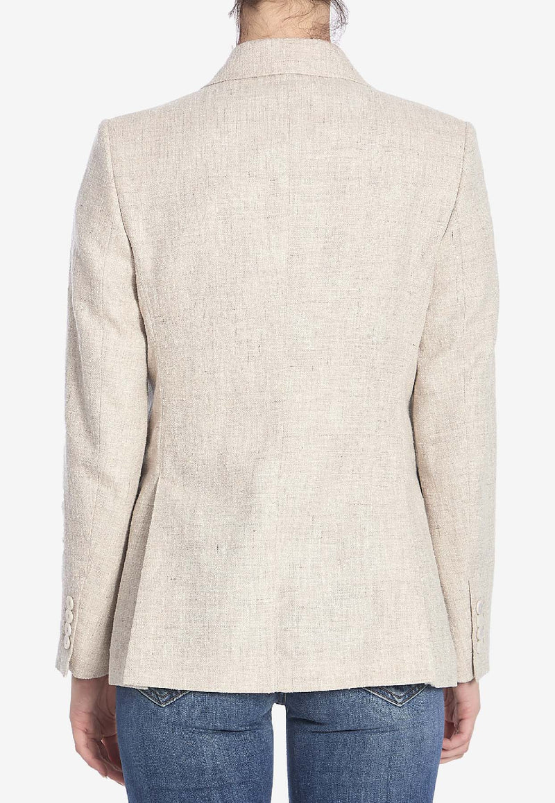 Max Mara Targa Double-Breasted Linen Blazer Beige 2511041181600-10318-001