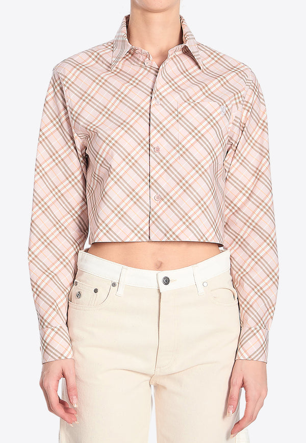 Burberry Embroidered Logo Cropped Check Shirt Beige 8101126--C2143