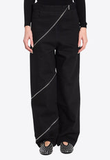 Alaïa Zipped Spiral Straight-Leg Jeans Black AA9P0295D003A--995