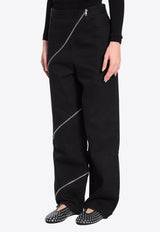 Alaïa Zipped Spiral Straight-Leg Jeans Black AA9P0295D003A--995