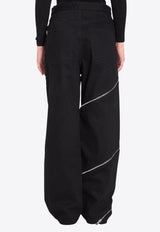 Alaïa Zipped Spiral Straight-Leg Jeans Black AA9P0295D003A--995