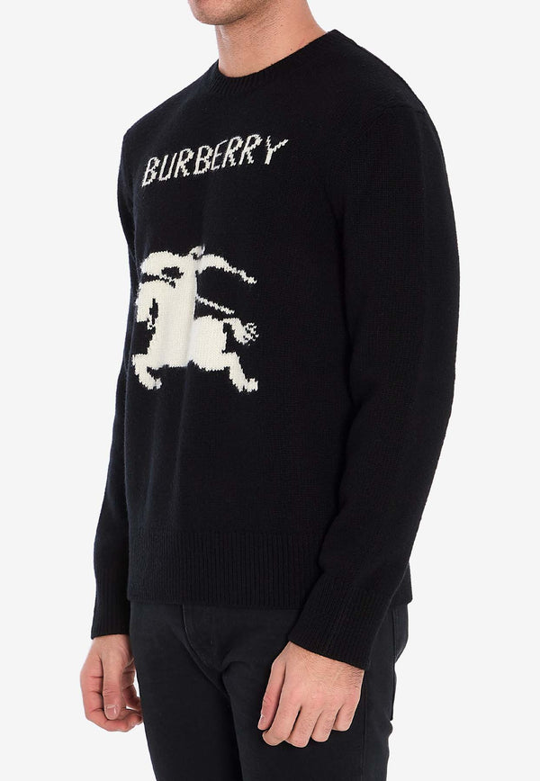 Burberry EKD Intarsia Knit Wool Sweater Black 8101952--A1189